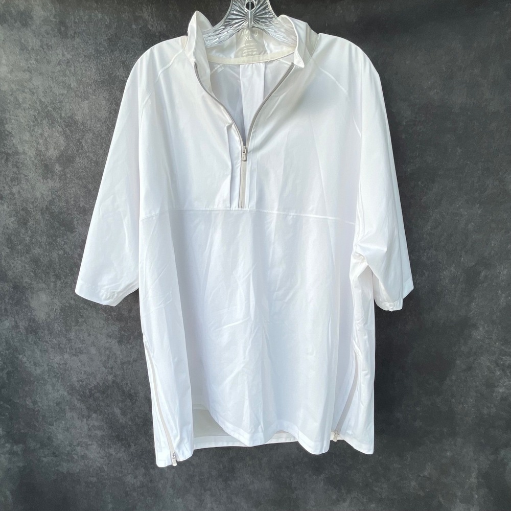 Johnnie-O Mens XL White Stealth Stowable Packable Quarter Zip Windbreaker Shirt